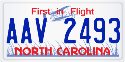 NC license plate AAV2493