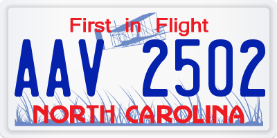 NC license plate AAV2502