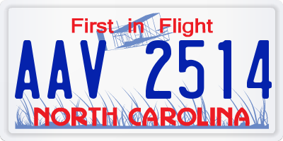 NC license plate AAV2514