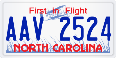 NC license plate AAV2524