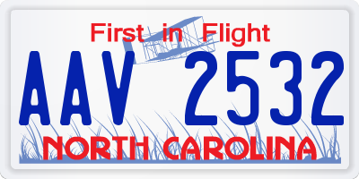NC license plate AAV2532