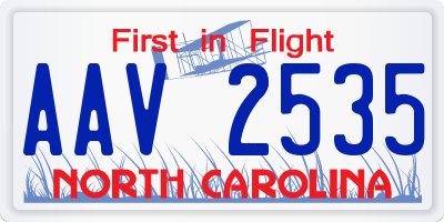 NC license plate AAV2535