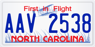 NC license plate AAV2538