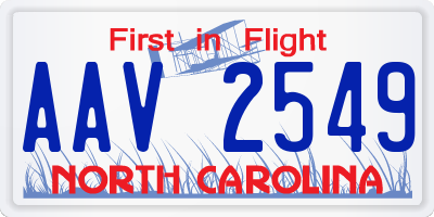 NC license plate AAV2549