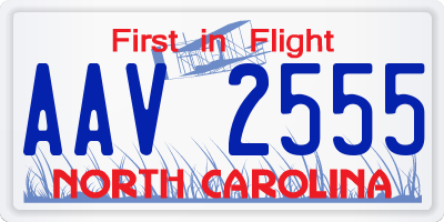 NC license plate AAV2555