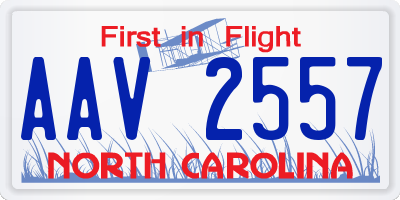 NC license plate AAV2557