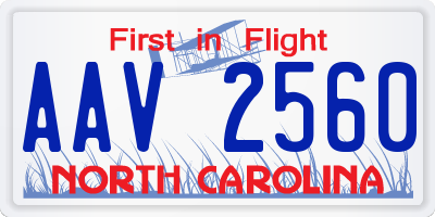 NC license plate AAV2560