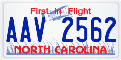 NC license plate AAV2562