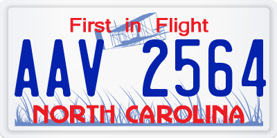 NC license plate AAV2564