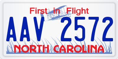 NC license plate AAV2572