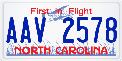 NC license plate AAV2578
