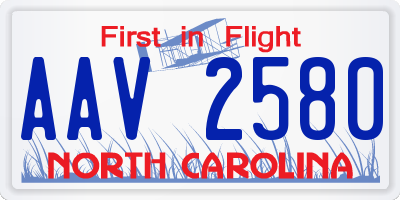 NC license plate AAV2580