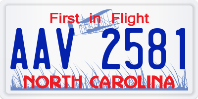 NC license plate AAV2581