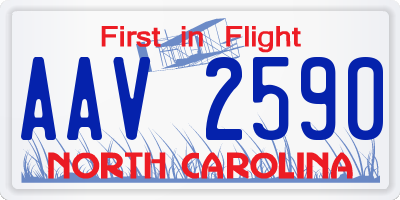 NC license plate AAV2590