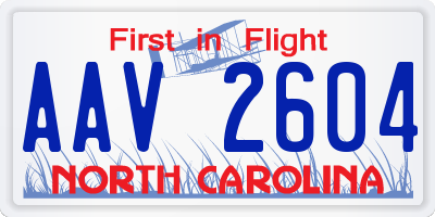 NC license plate AAV2604