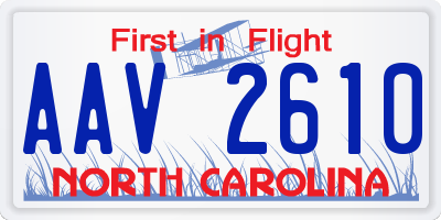 NC license plate AAV2610