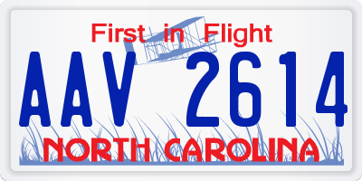 NC license plate AAV2614