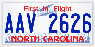NC license plate AAV2626