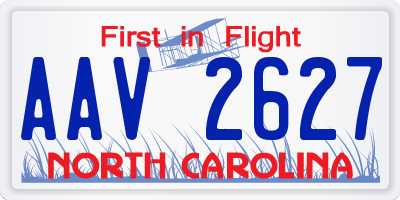 NC license plate AAV2627