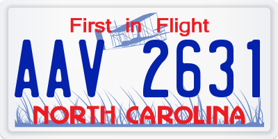 NC license plate AAV2631