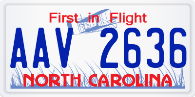 NC license plate AAV2636