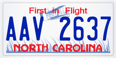 NC license plate AAV2637