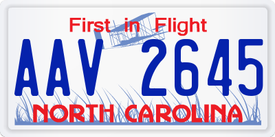 NC license plate AAV2645