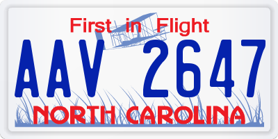 NC license plate AAV2647