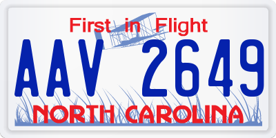 NC license plate AAV2649