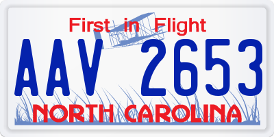 NC license plate AAV2653