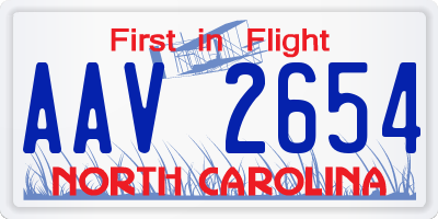 NC license plate AAV2654