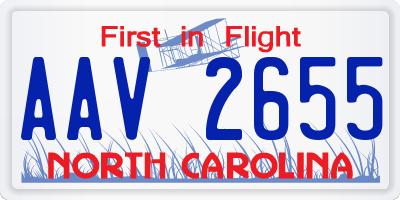 NC license plate AAV2655