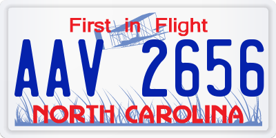 NC license plate AAV2656