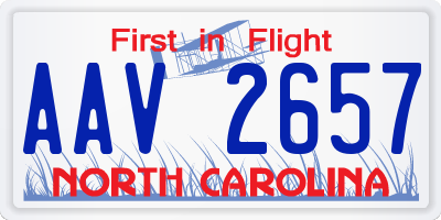 NC license plate AAV2657