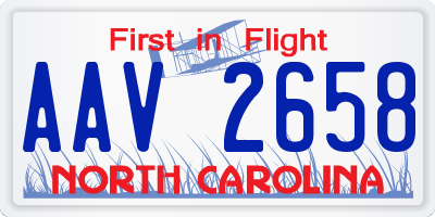 NC license plate AAV2658