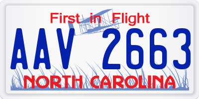 NC license plate AAV2663
