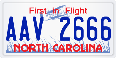 NC license plate AAV2666