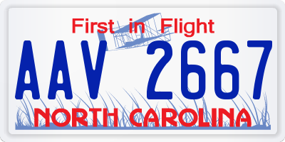 NC license plate AAV2667
