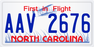NC license plate AAV2676