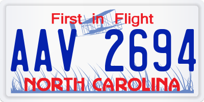 NC license plate AAV2694