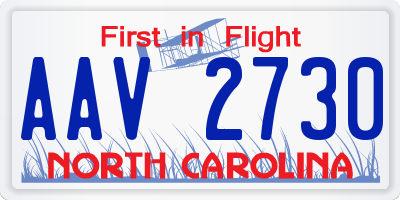NC license plate AAV2730