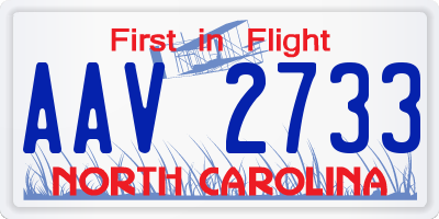 NC license plate AAV2733