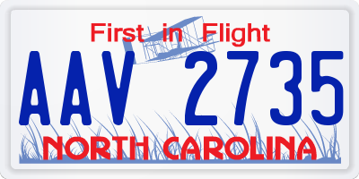 NC license plate AAV2735