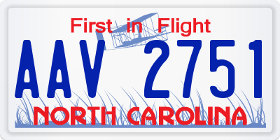 NC license plate AAV2751