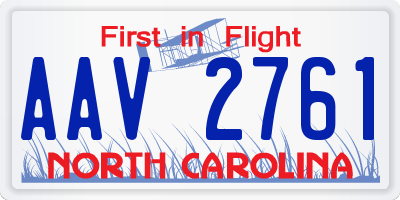 NC license plate AAV2761