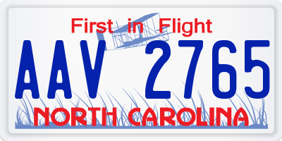 NC license plate AAV2765