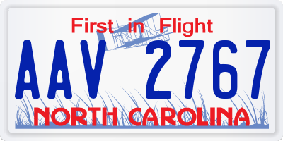 NC license plate AAV2767