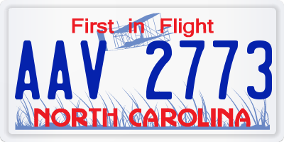 NC license plate AAV2773