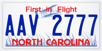 NC license plate AAV2777