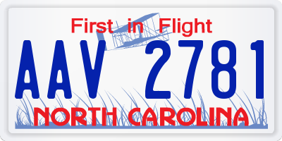 NC license plate AAV2781